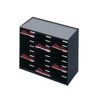 24 COMPARTMENT MAILSORTER BLACK FOR A4 LITERATURE WITH LABEL HOLDERS AND LABELS