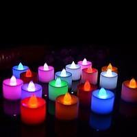 24Pcs Colorful Flickering Flameless LED Candle Mini Battery Operated Tea Lights New Arrive Realistic Led Tea Light Candle for Wedding Bar Paty