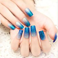 24PCS/SET Nail Strips Flash Powder Blue Gradient Charming And Sexy