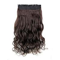 24 inch 120g long dark brown heat resistant synthetic fiber curly clip ...