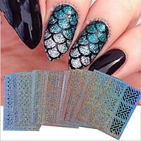 24Sheets New Nail Vinyls Hollow Irregular Grid Stencil Reusable Manicure Stickers Stamping Template Nail Art Tools