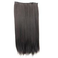 24 Inch 120g Long Synthetic Straight Clip In Hair Extensions with 5 Clips