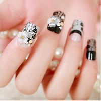 24 Pieces Of Bride Nail False Nail Nail Product Finished Black Lace Flower False Nails