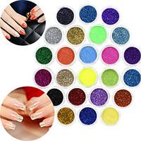 24 Color glitter Nail Art Decorations