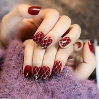 24Pcs Wine Red Stockings Sexy Nail Strips Restoring Ancient Ways 1Set