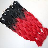 24 100g black red ombre xpression two tone kanekalon jumbo high temper ...