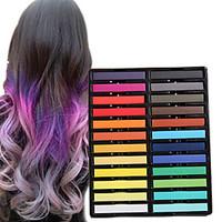 24 Color Temporary Chalk Crayons for Hair Non-toxic Hair Dye Pastels Stick DIY Styling Tools