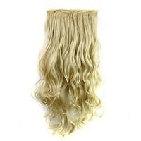 24 Inch 120g Long Heat Resistant Synthetic Fiber Blonde Curly Clip In Hair Extensions with 5 Clips