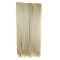 24 Inch 120g Long Synthetic Hair Piece Straight Clip In Hair Extensions with 5 Clips