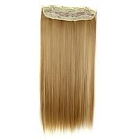 24 Inch 120g Long Synthetic Straight Clip In Hair Extensions with 5 Clips Hair Piece