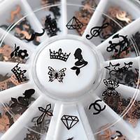 240pcs Manicure Sheet Metal Decorative Metal Patch Black Cat Beard Turntable