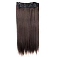 24 Inch 120g Long Synthetic Hairpiece Straight Clip In Hair Extensions with 5 Clips