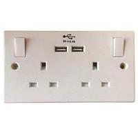 24a 2 x usb 13 amp twin switch socket single pole