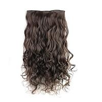 24 Inch 120g Long Darkest Brown Heat Resistant Synthetic Fiber Curly Clip In Hair Extensions with 5 Clips