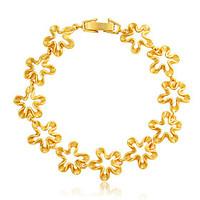 24k Gold-plated Fashion Luxury Jewelry Flower Shape Chain Bracelets Bangles for Wedding Engagement Party Gift