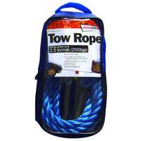 25 tonne blue braided tow rope with 2 metal s hooks