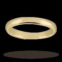 2.5mm ladies standard court wedding ring in 18 carat yellow gold