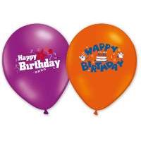 25cm 10pk Happy Birthday Balloons
