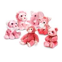 25cm Pink Wild Animals Soft Toy 6 Assorted Colours