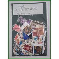 250 Great Britain stamps - all different