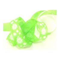 25mm wire edge ladybird ribbon lime green