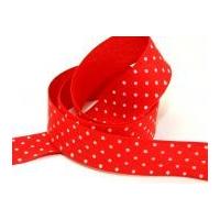 25mm spotty polka dot printed cotton ribbon tape redwhite