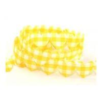 25mm gingham heart shaped padded trimming yellow