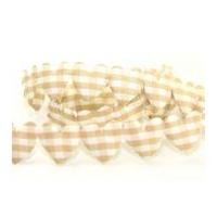 25mm Gingham Heart Shaped Padded Trimming Beige