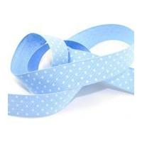 25mm spotty polka dot printed cotton ribbon tape bluewhite