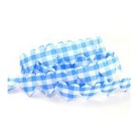 25mm gingham heart shaped padded trimming blue