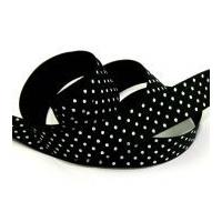 25mm spotty polka dot printed cotton ribbon tape blackwhite
