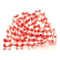 25mm gingham flower shaped padded trimming red