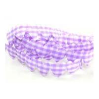25mm Gingham Heart Shaped Padded Trimming Lilac