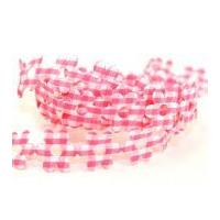 25mm gingham flower shaped padded trimming cerise