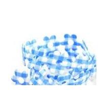 25mm Gingham Flower Shaped Padded Trimming Blue