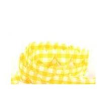 25mm gingham heart shaped padded trimming yellow