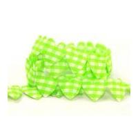 25mm gingham heart shaped padded trimming green