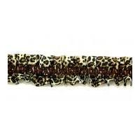 25mm Double Sided Leopard Animal Print Frilled Stretch Trimming Black & Brown