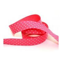 25mm spotty polka dot printed cotton ribbon tape cerisewhite