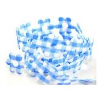 25mm Gingham Flower Shaped Padded Trimming Blue