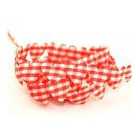 25mm Gingham Heart Shaped Padded Trimming Red