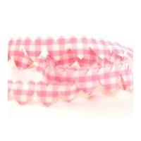 25mm Gingham Heart Shaped Padded Trimming Pink