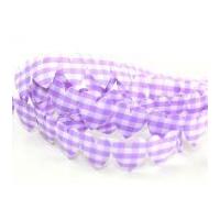 25mm gingham heart shaped padded trimming lilac