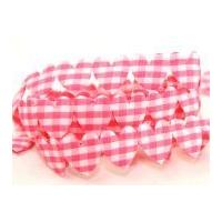 25mm Gingham Heart Shaped Padded Trimming Cerise