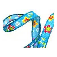 25mm Rustic Flower Wired Edge Ribbon Turquoise