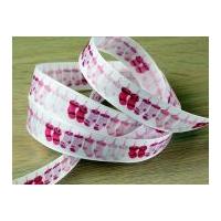 25mm Baby Socks Print Wired Edge Taffeta Ribbon Pink