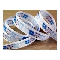 25mm Baby Socks Print Wired Edge Taffeta Ribbon Blue