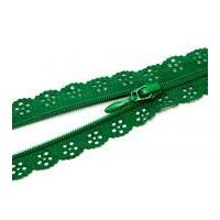 25mm Case Fancy Lace Zip on the Roll Emerald Green