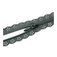 25mm Case Fancy Lace Zip on the Roll Grey