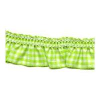 25mm essential trimmings frilled gingham ribbon trimming bright green